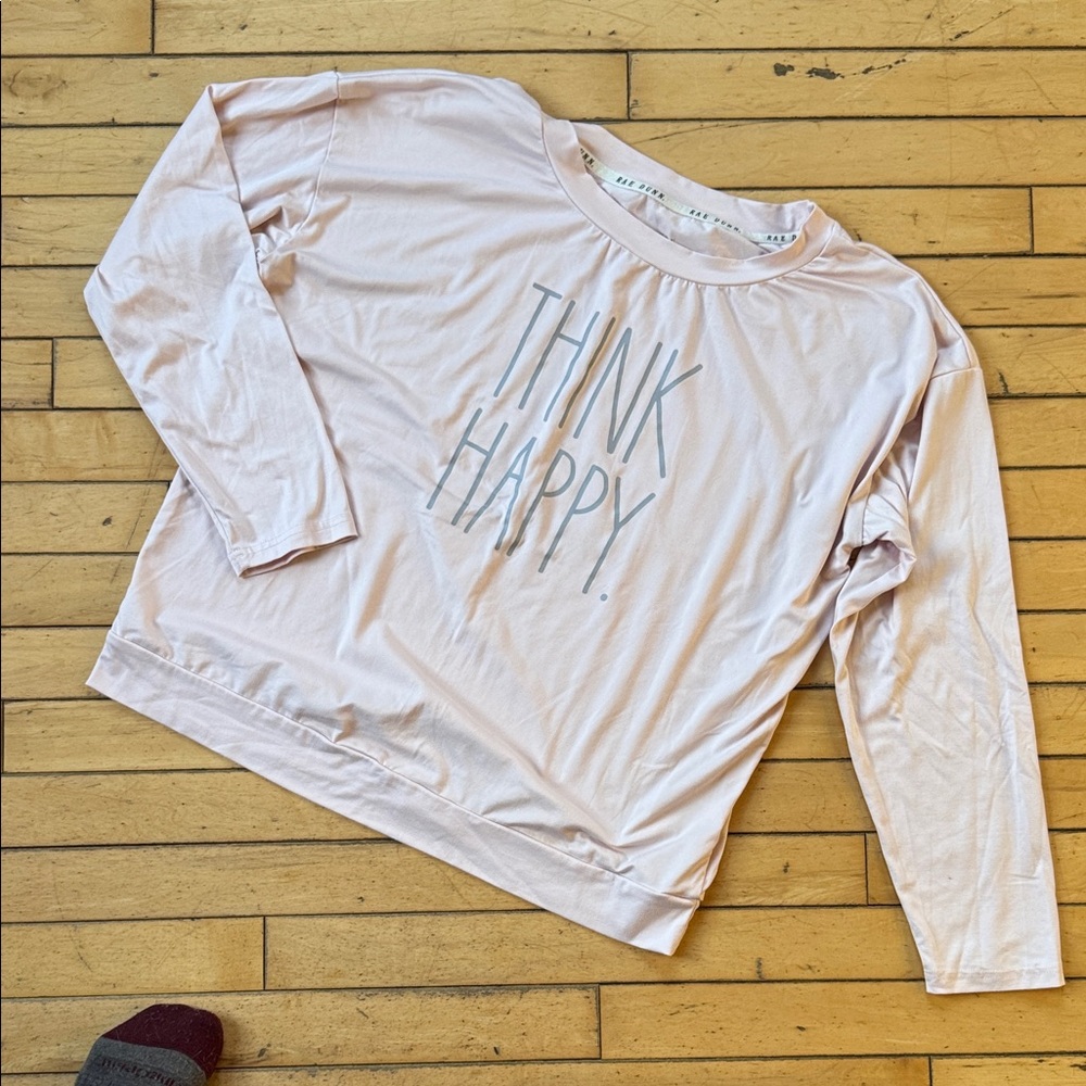 Rae Dunn Pink 'Think Happy' Sweatshirt